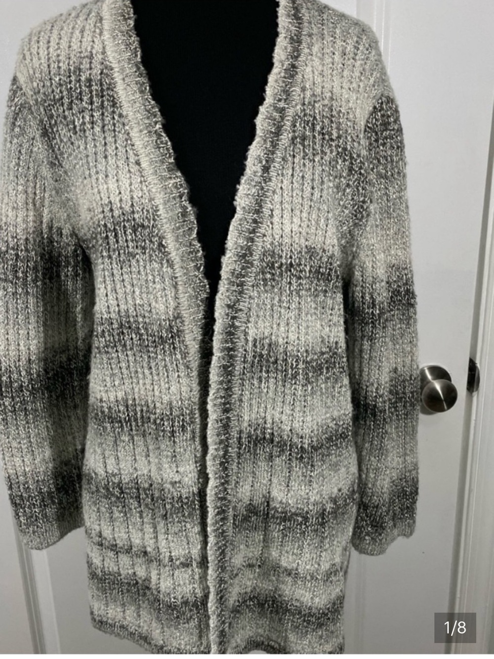 Alfred Dunner Cozy Ombre Gray Open-Front Women’s Sweater Cardigan Size Large